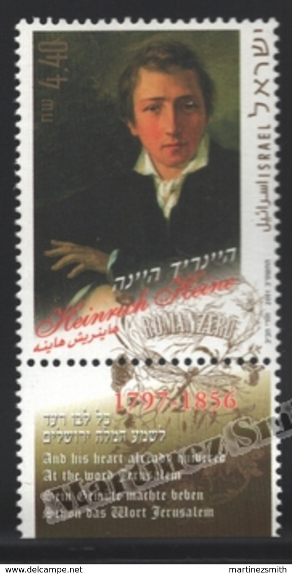 Israel 2001  Yv. 1578, Tribute To German Poet Heinrich Heine – Tab - MNH - Ungebraucht (mit Tabs)