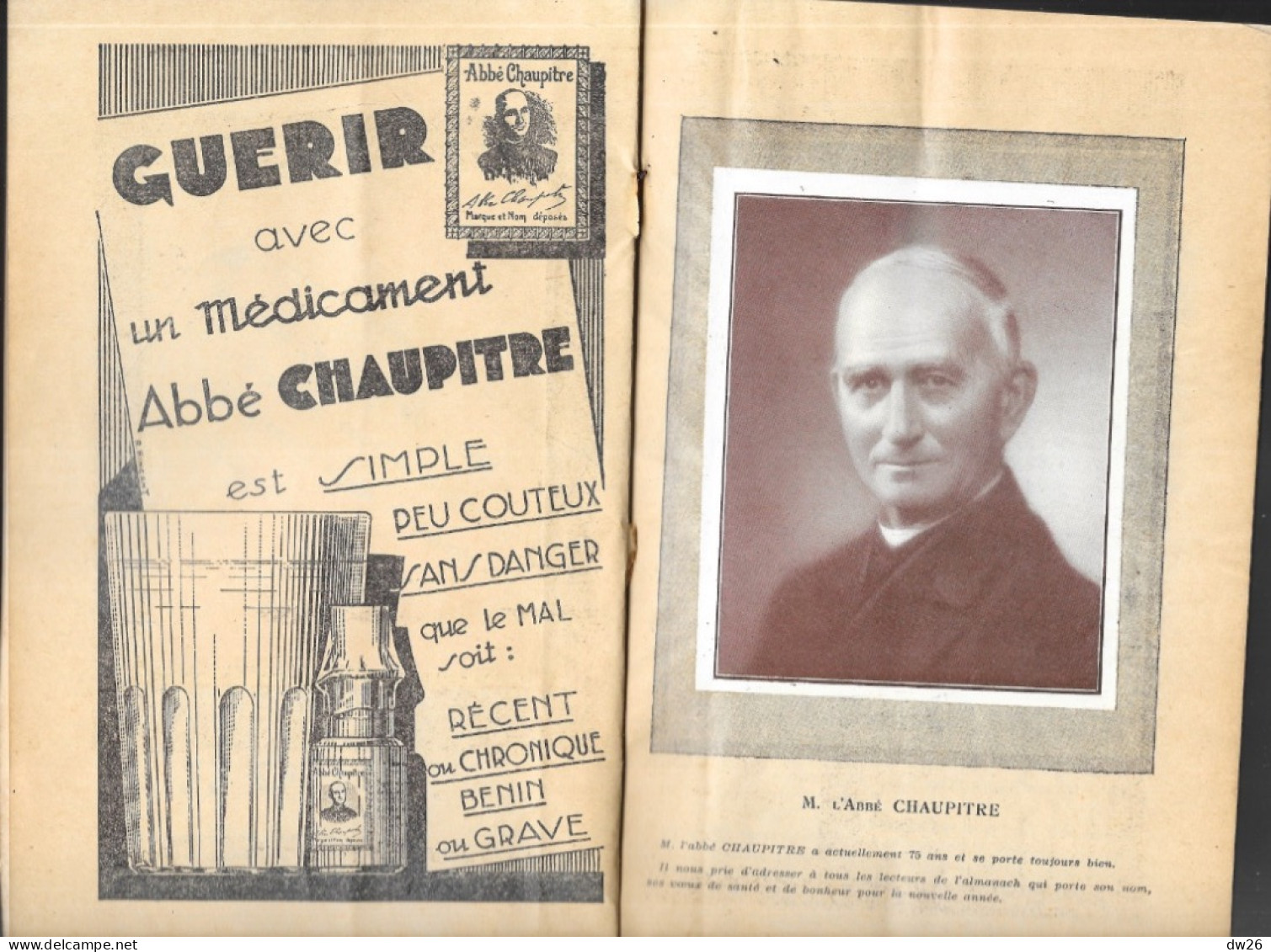 Almanach Abbé Chaupitre 1934 à L'Usage Des Bien Portants Et Des Malades - Conseils Soins, Hygiène, Recettes - Santé