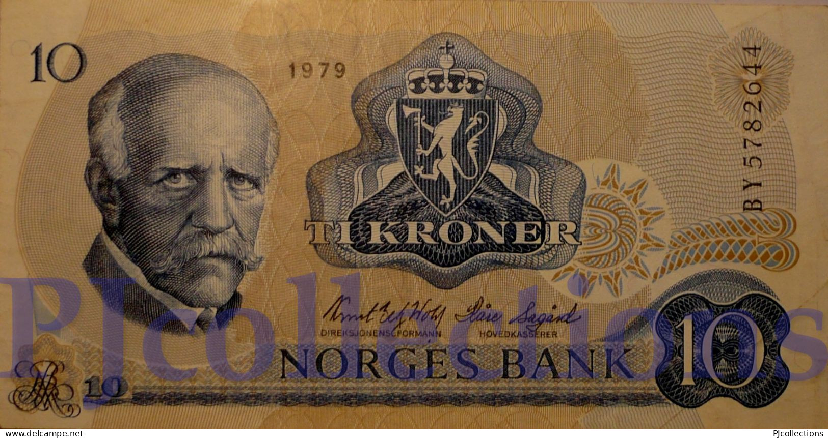 NORWAY 10 KRONER 1979 PICK 36c VF+ - Norway