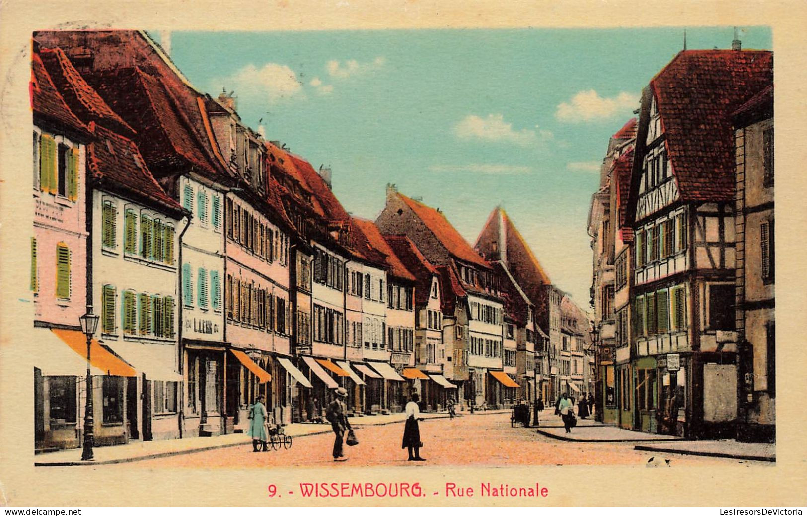 FRANCE - Wissembourg - Vue Sur La Rue Nationale - Colorisé - Animé - Carte Postale Ancienne - Wissembourg