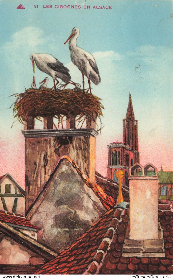 ILLUSTRATEUR - Les Cigognes En Alsace - Colorisé - Carte Postale Ancienne - Other & Unclassified