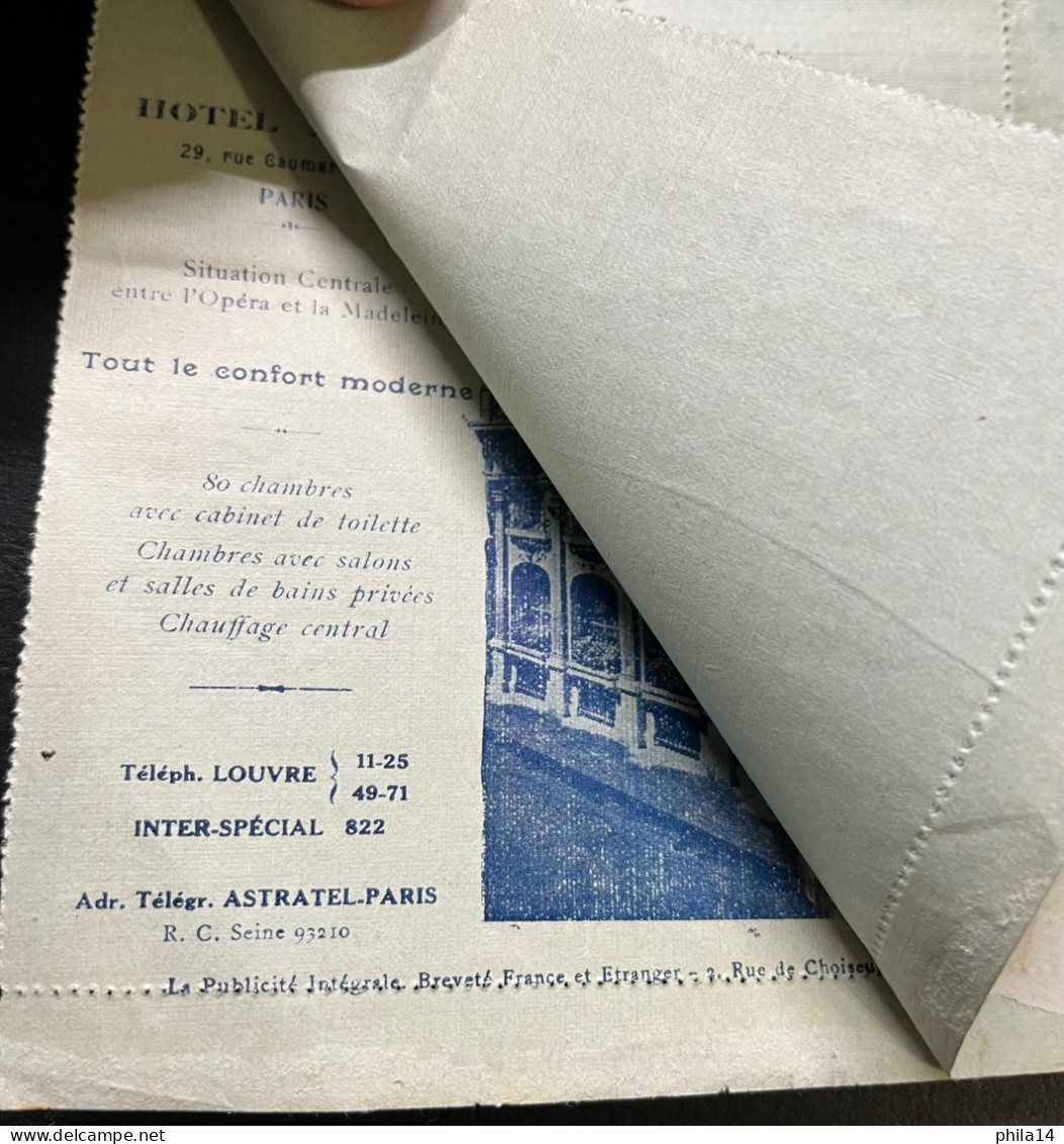 40c SEMEUSE SUR CARTE LETTRE / PARIS POUR VICHY 1926 / HOTEL ASTRA - Cartes-lettres