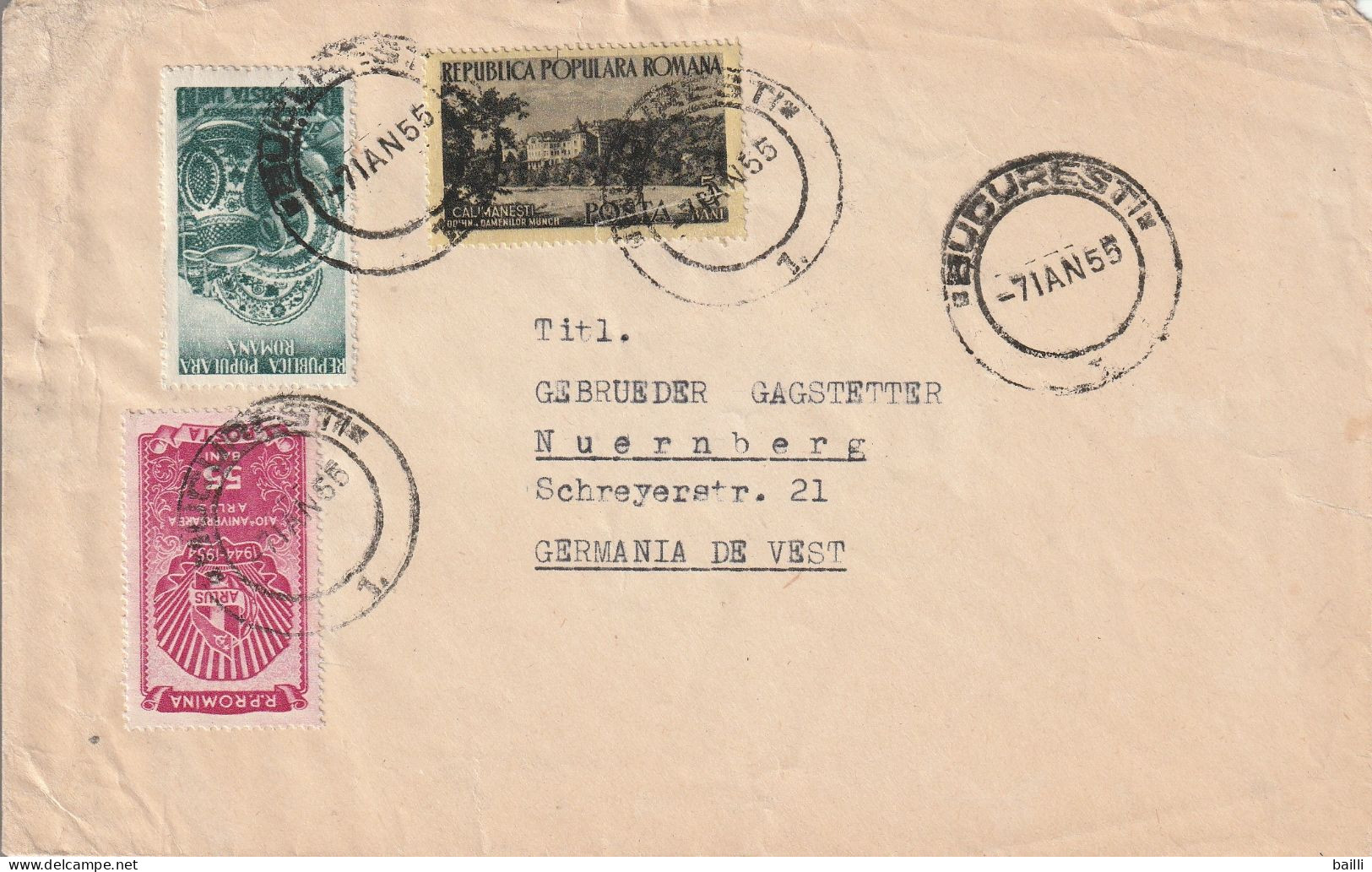 Roumanie Lettre Pour L'Allemagne 1955 - Lettres & Documents