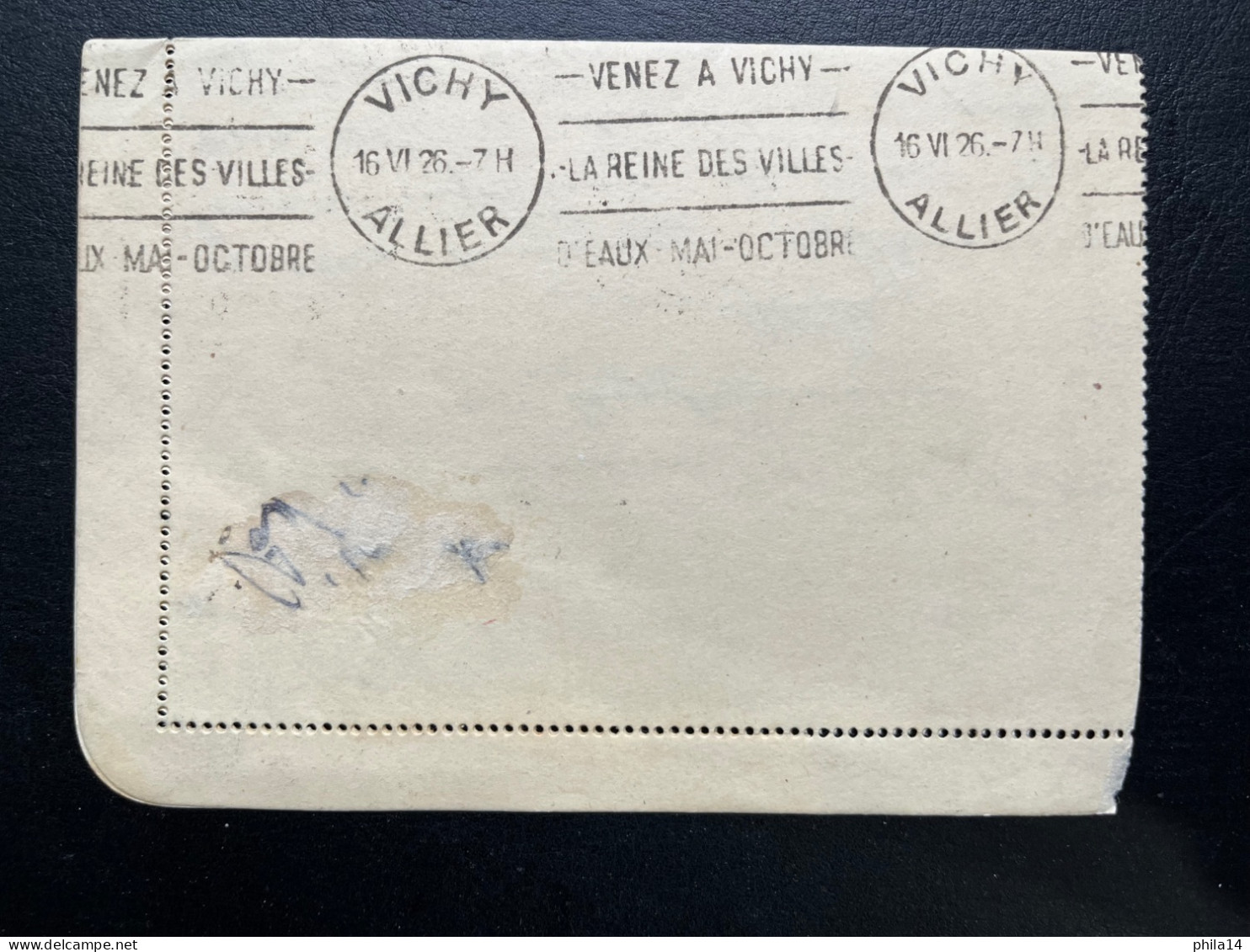 40c SEMEUSE SUR CARTE LETTRE / PARIS 47 POUR VICHY 1926 / HOTEL WINDSOR ETOILE - Cartes-lettres