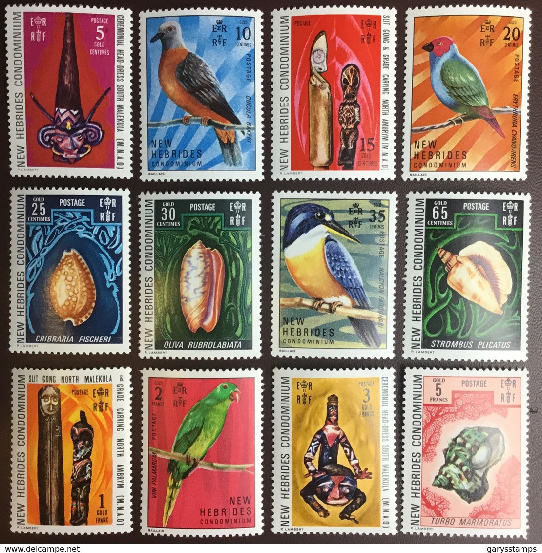 New Hebrides 1972 Definitives Set Birds Shells MNH - Ongebruikt