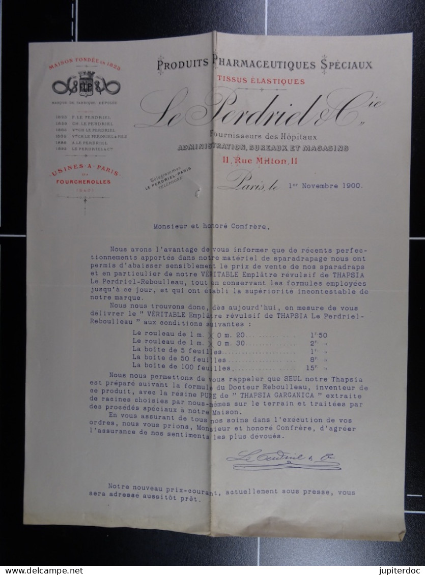 Produits Pharmaceutiques Spéciaux Tissus élastiques Le Perdriel & Cie Paris 1900 /5/ - Chemist's (drugstore) & Perfumery