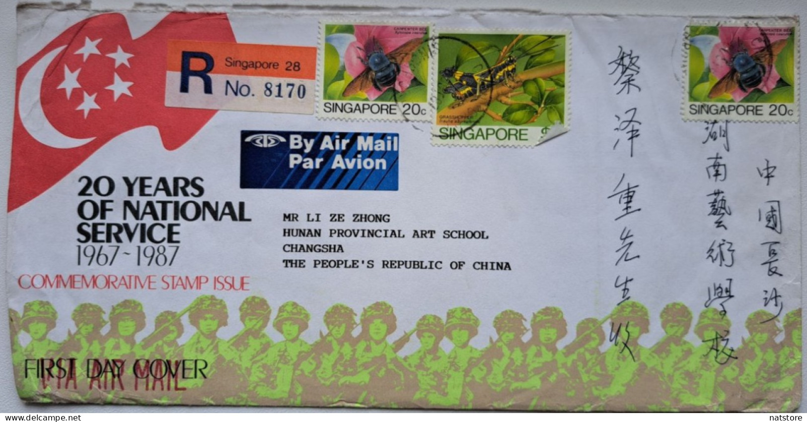 SINGAPORE...COVER WITH STAMPS ..  PAST MAIL ..REGISTERED..INSECTS.. - Abeilles