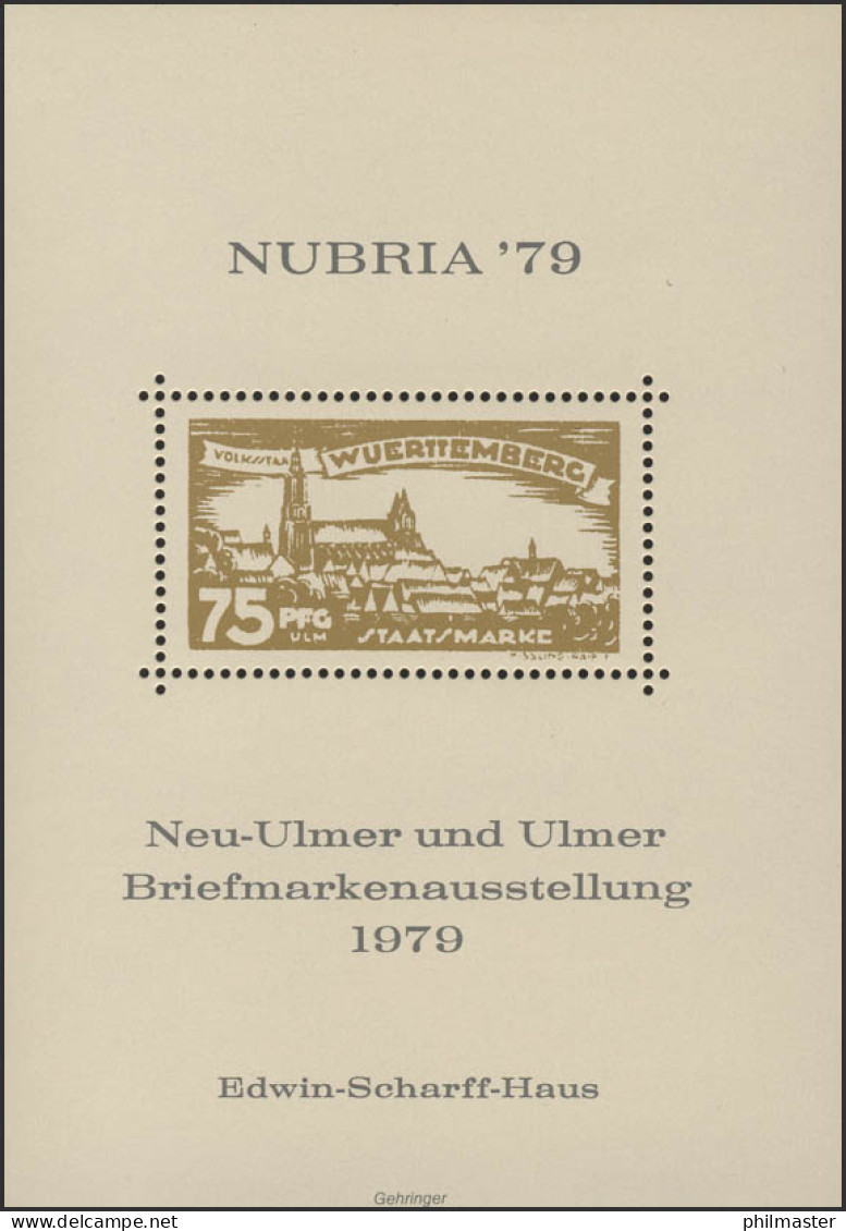 Sonderdruck NUBRIA Neu-Ulm 1979 - FAKSIMILE Württemberg-Marke - Privées & Locales