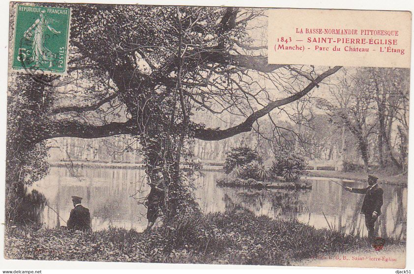 50 - Saint-Pierre-Eglise (Manche) - Parc Du Château - L'Etang - Années 1910 (Pêcheurs) - Saint Pierre Eglise