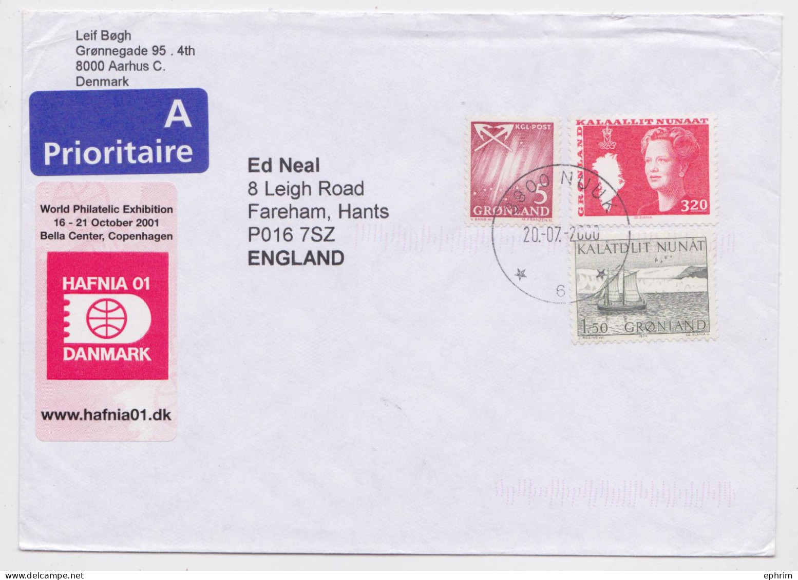 Groenland Greenland Gronland Nuuk Lettre Timbre Stamp Air Mail Cover 2000 - Lettres & Documents