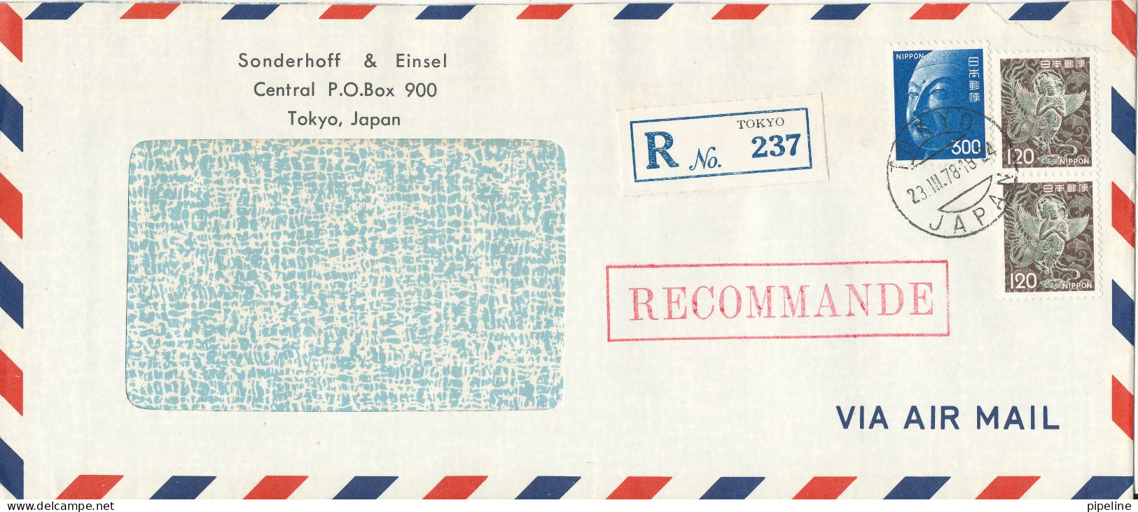 Japan Registered Air Mail Cover Sent To Germany Tokyo 23-3-1978 - Poste Aérienne