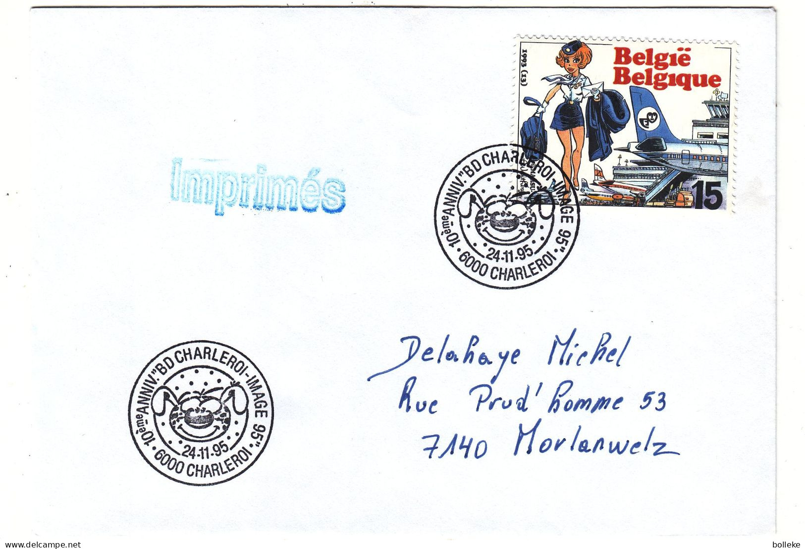 Belgique - Lettre De 1995 - Oblit Charleroi - Bandes Dessinées - Marsipulami - - Storia Postale