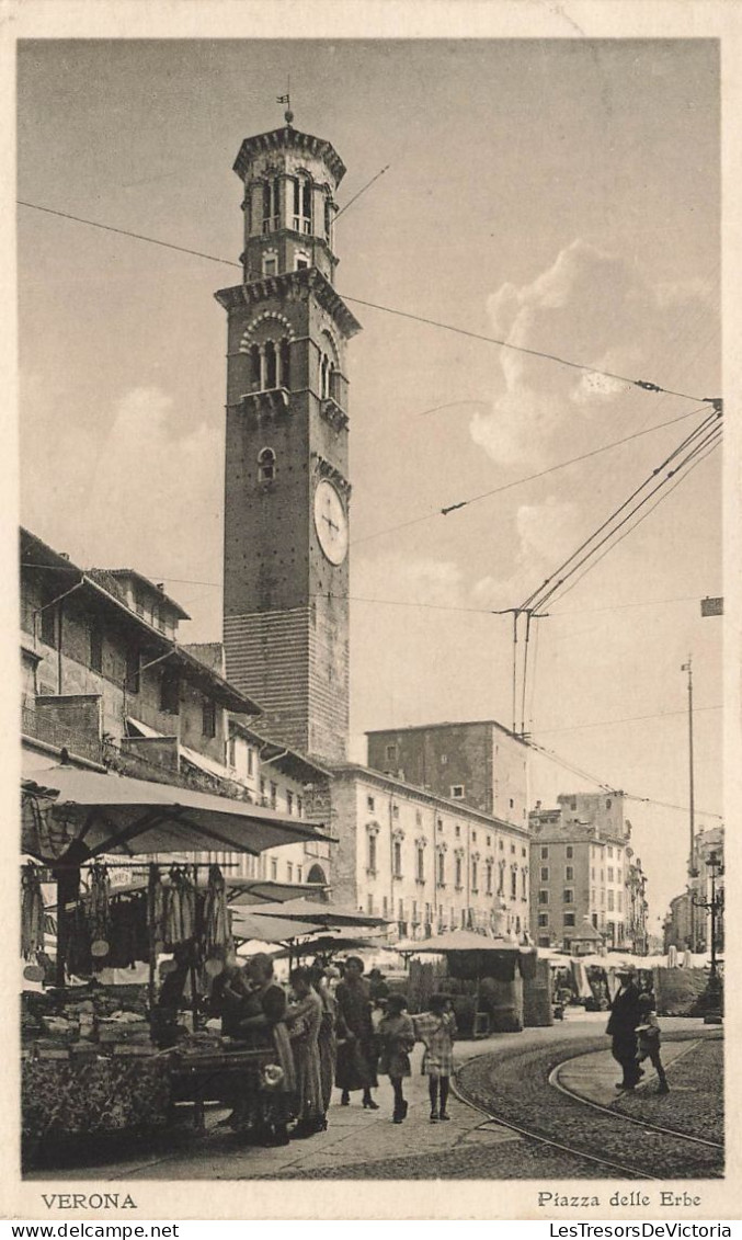 ITALIE - Verona - Piazza Delle Erbe - Marché - Animé - Carte Postale Ancienne - Verona