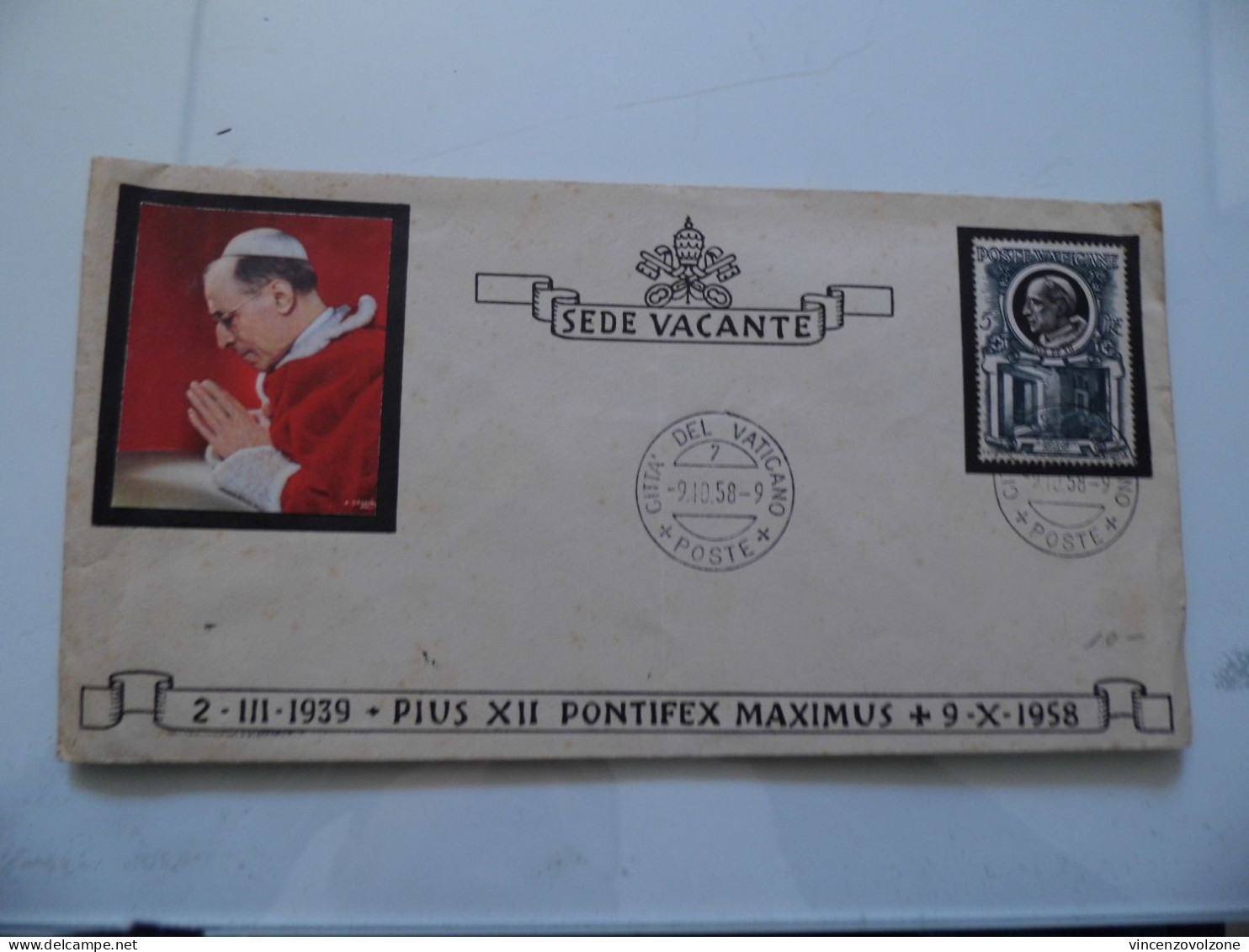 Busta Primo Giorno "VATICANO  Sede Vacante  PIUS XII 1939 - 1958" - Lettres & Documents
