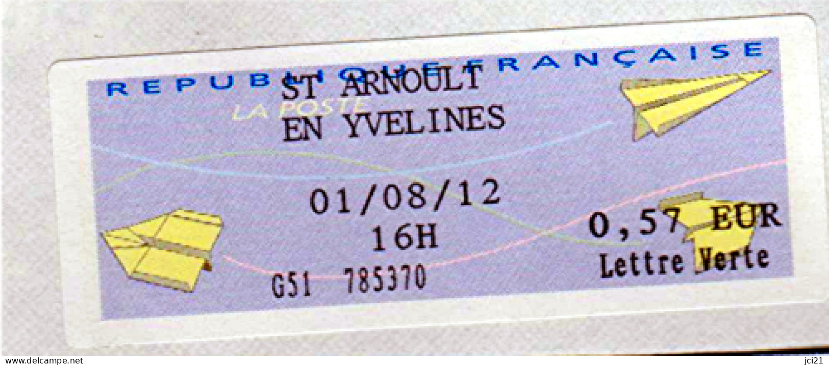 Vignette, Étiquette De Guichet - ST ARNOULT EN YVELINE - Sur Enveloppe Entière_E446 - 2000 Type « Avions En Papier »