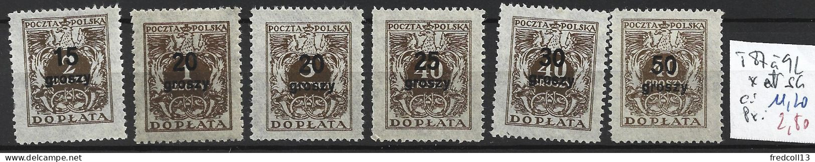 POLOGNE Taxe 87 à 92 * & Sans Gomme Côte 11.20 € - Postage Due