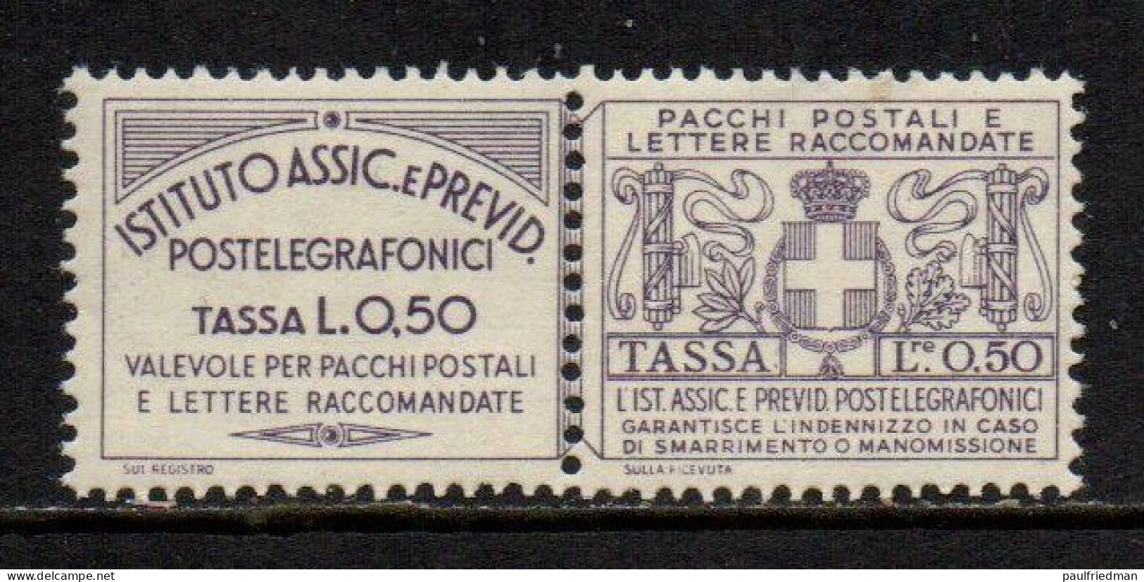 Regno 1936 - Assicurativi Per Pacchi  L. 0,50 - Nuovo MLH* - (Descrizione) - Other & Unclassified