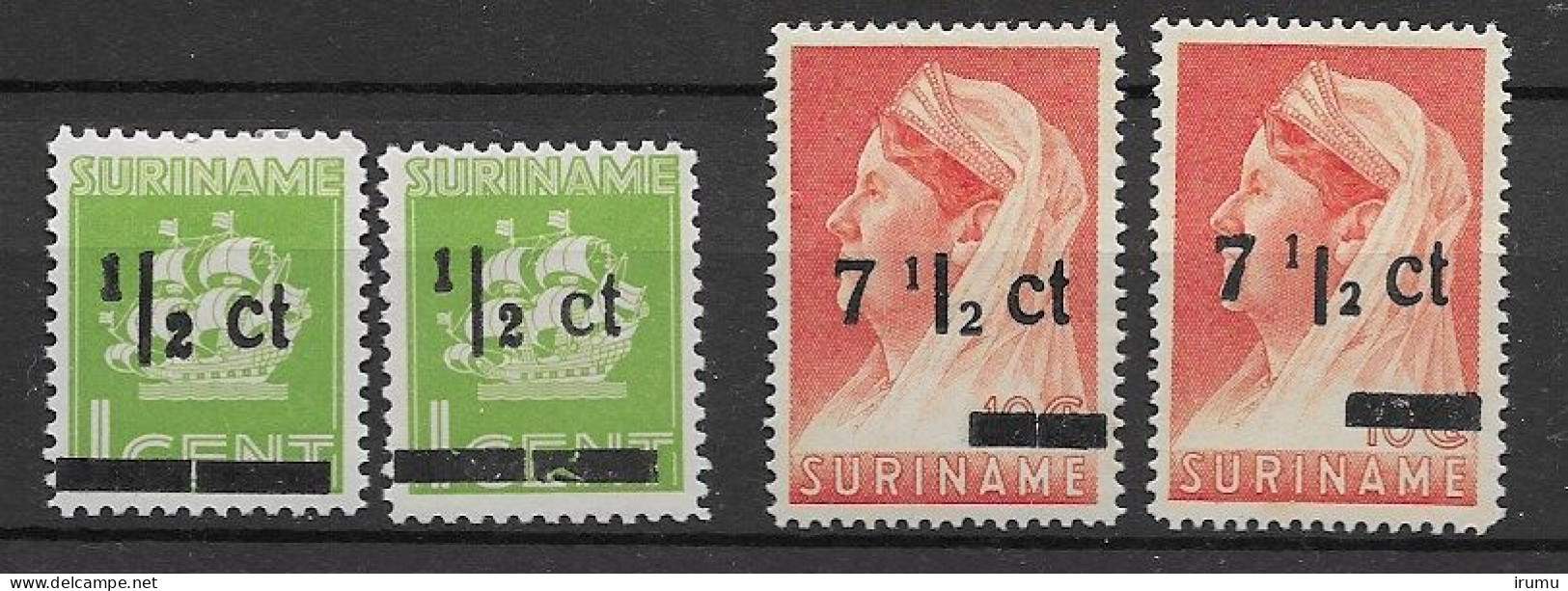 Suriname 1945, NVPH 210-213 Afwijkingen (SN 2670) - Surinam ... - 1975