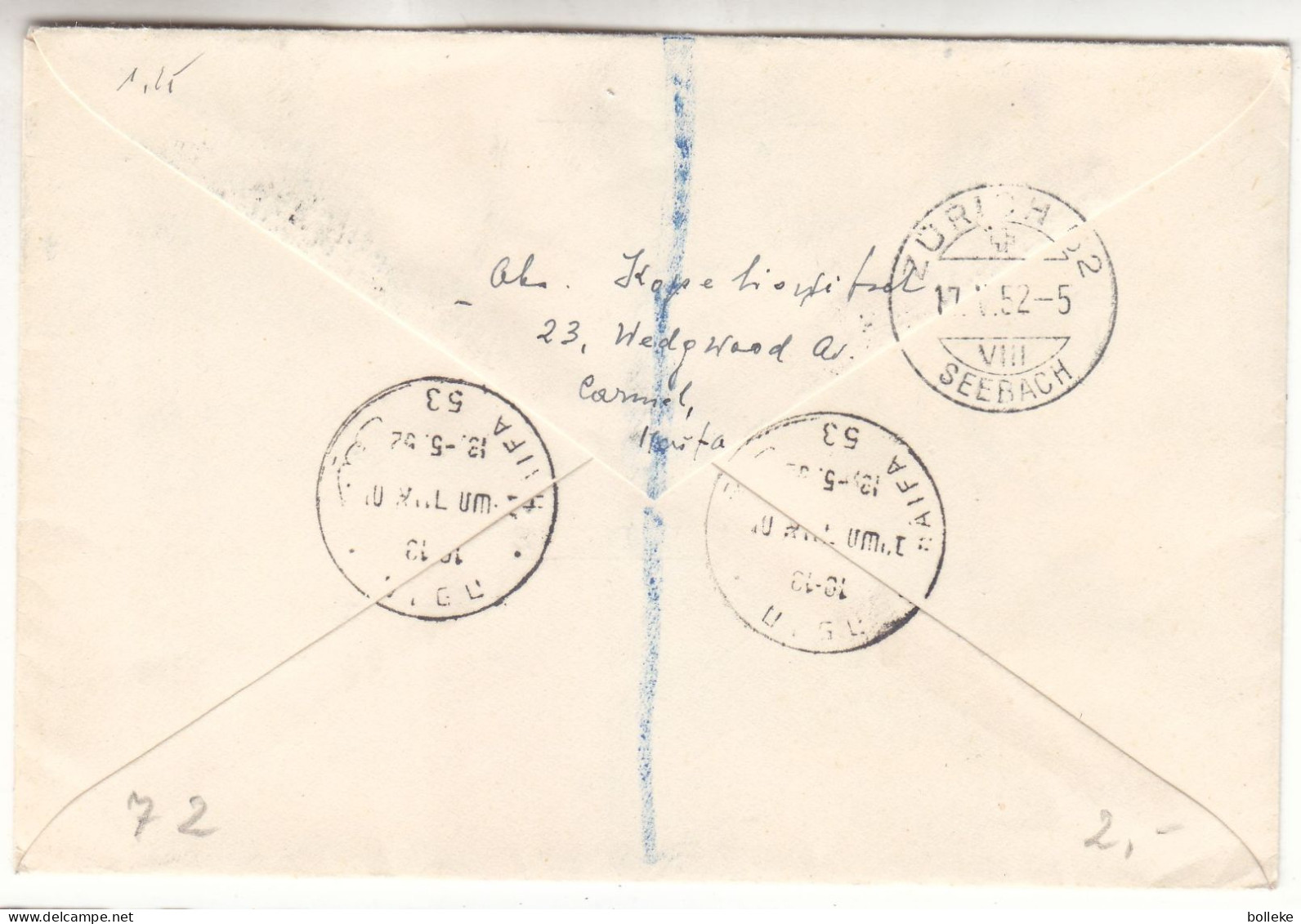 Israël - Lettre Recom De 1952 - Oblit Haifa - Exp Vers Zurich - - Storia Postale