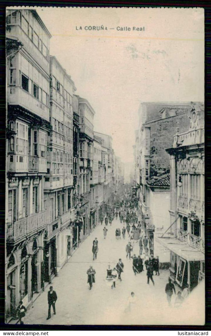 LA CORUÑA - Calle Real. ( Cliché M. Arribas) Carte Postale - La Coruña