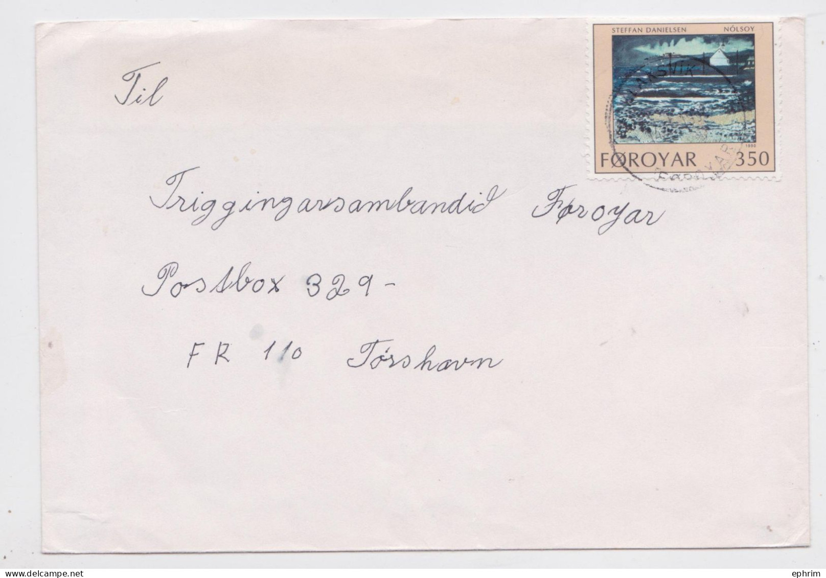 Îles Feroë Faroe Islands Foroyar Lettre Timbre 1990 Stamp Mail Cover - Féroé (Iles)