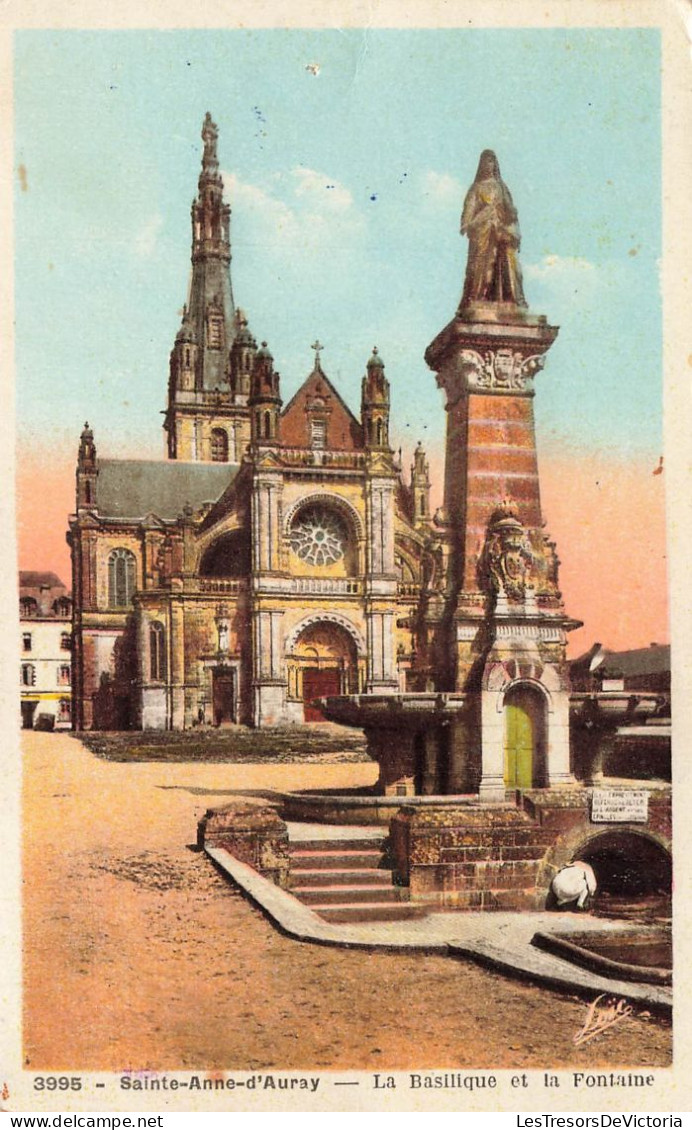 FRANCE - Auray - Sainte Anne D'Auray -La Basilique Et La Fontaine - Colorisé - Carte Postale Ancienne - Auray