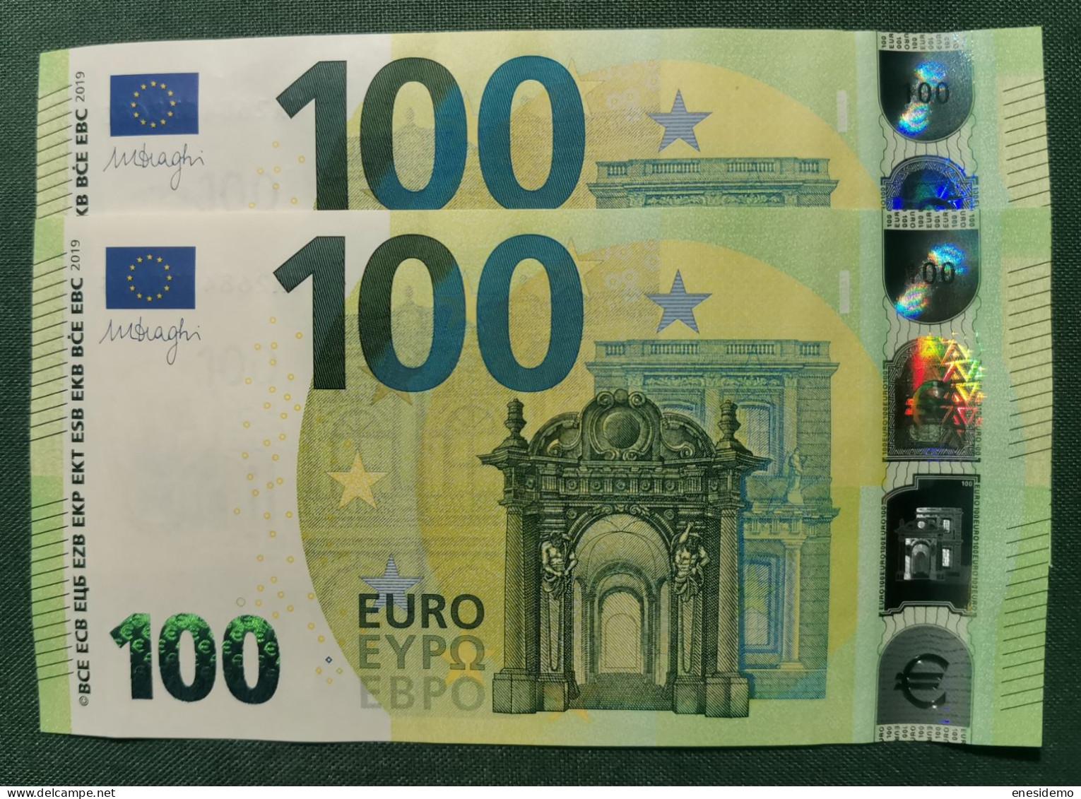 100 EURO SPAIN 2019  DRAGHI V003A1 VA CORRELATIVE COUPLE SC UNCIRCULATED  PERFECT - 100 Euro