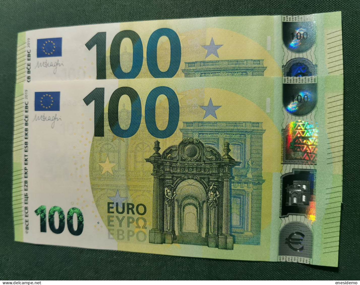 100 EURO SPAIN 2019  DRAGHI V003A1 VA CORRELATIVE COUPLE SC UNCIRCULATED  PERFECT - 100 Euro