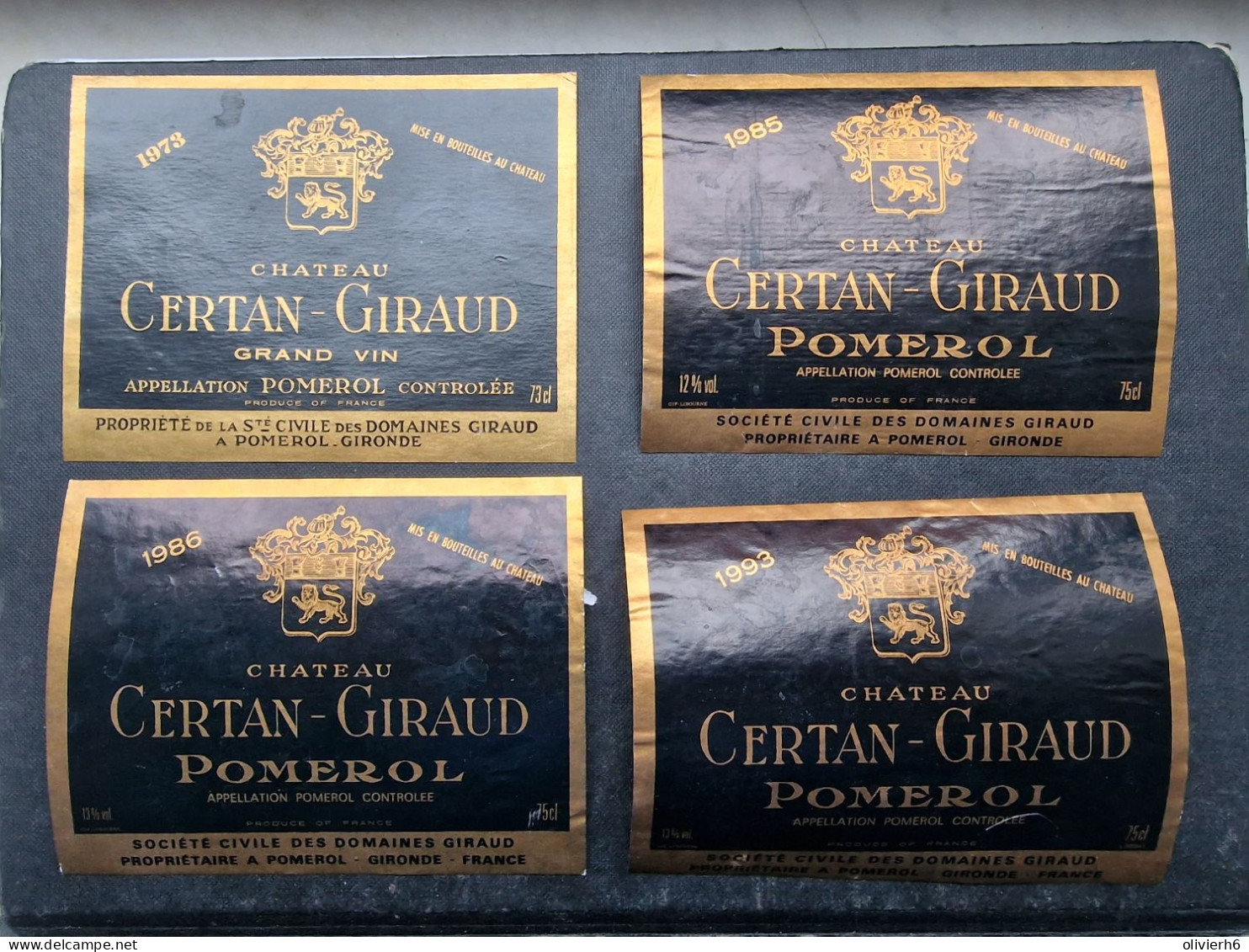 LOT 4 ETIQUETTES DE VIN (M23XX) Château CERTAN GIRAUD (6 Vues) POMEROL - Bordeaux