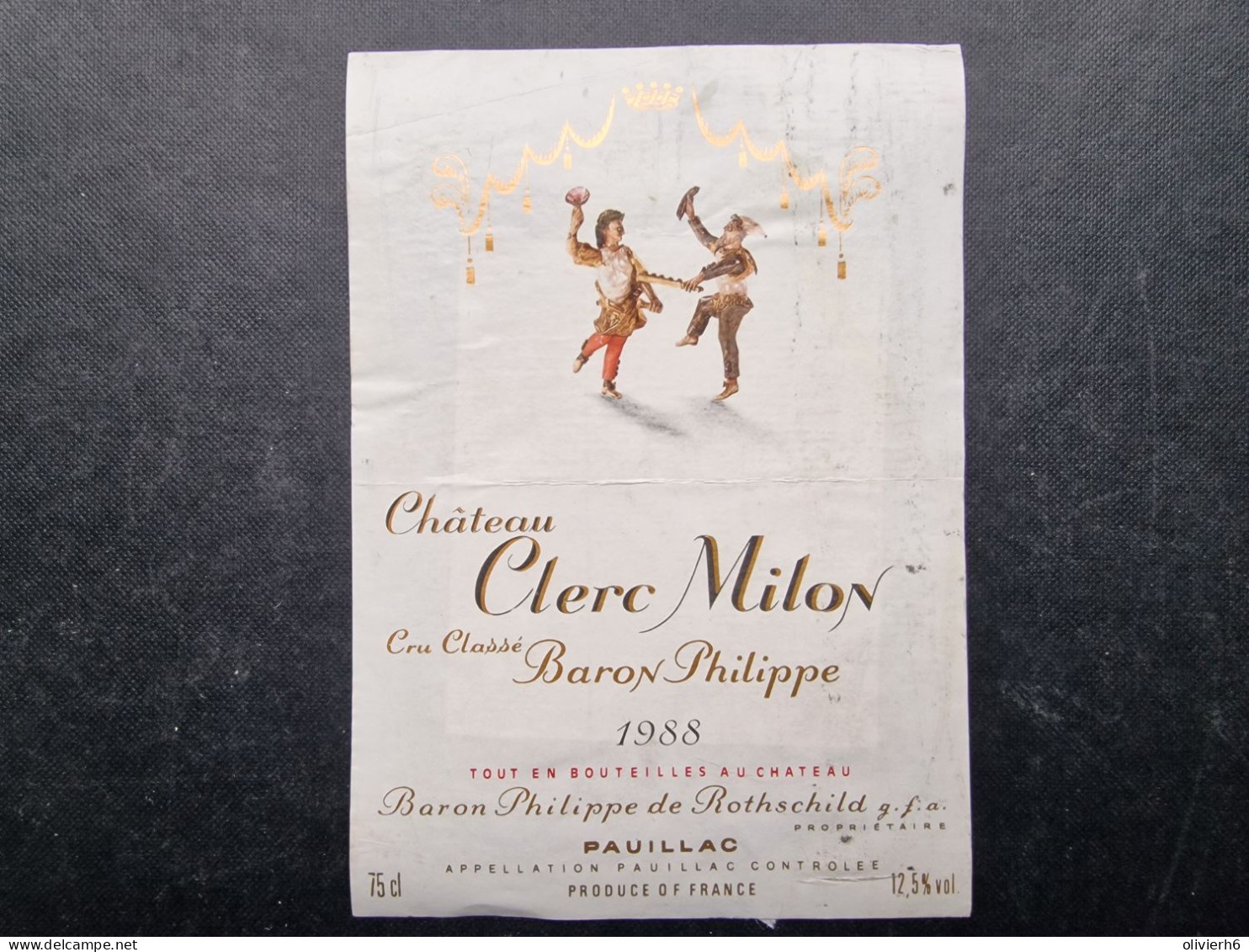 LOT 8 ETIQUETTES DE VIN (M23XX) MOUTON CADET CHÂTEAU CLERC MILON (11 vues) PAUILLAC