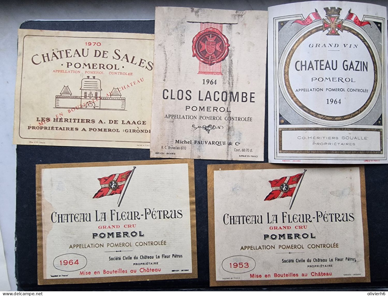 LOT 5 ETIQUETTES DE VIN (M23XX) Château LA FLEUR PETRUS CLOS LACOMBE GAZIN DE SALES (7 Vues) POMEROL - Bordeaux