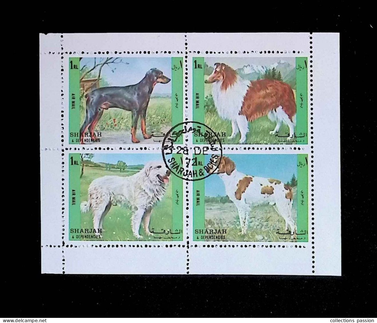 CL, Block, Bloc De 4 Timbres, Sharjah & Dependencies, 28 De 72, Chiens, Dogs - Schardscha