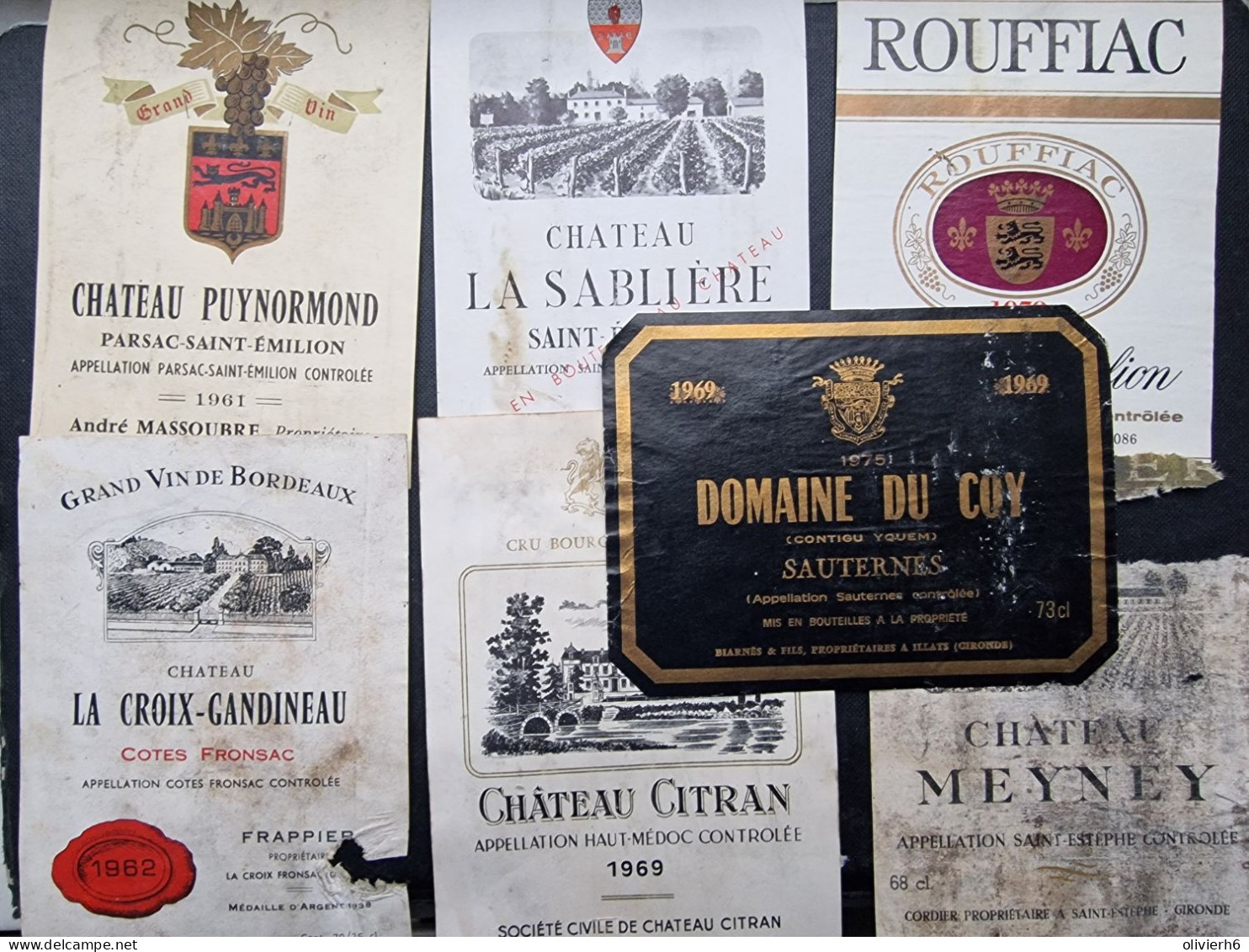 LOT 5 ETIQUETTES DE VIN (M23XX) Château PUYNORMOND LA SABLIERE ROUFFIAC CITRAN LACROIX GANDINEAU MEYNEY (9 Vues) - Bordeaux