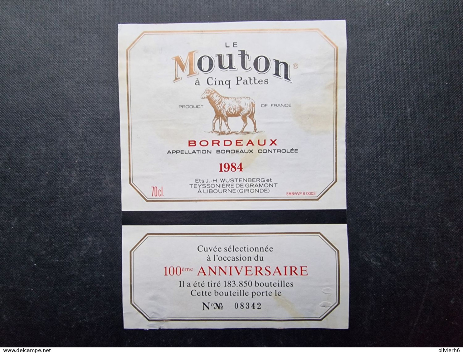 LOT 5 ETIQUETTES DE VIN (M23XX) Château COUFFRAN CROQUE MICHOTTE GRAND BARRAIL MOUTON A 5 PATTES (7 Vues) - Bordeaux