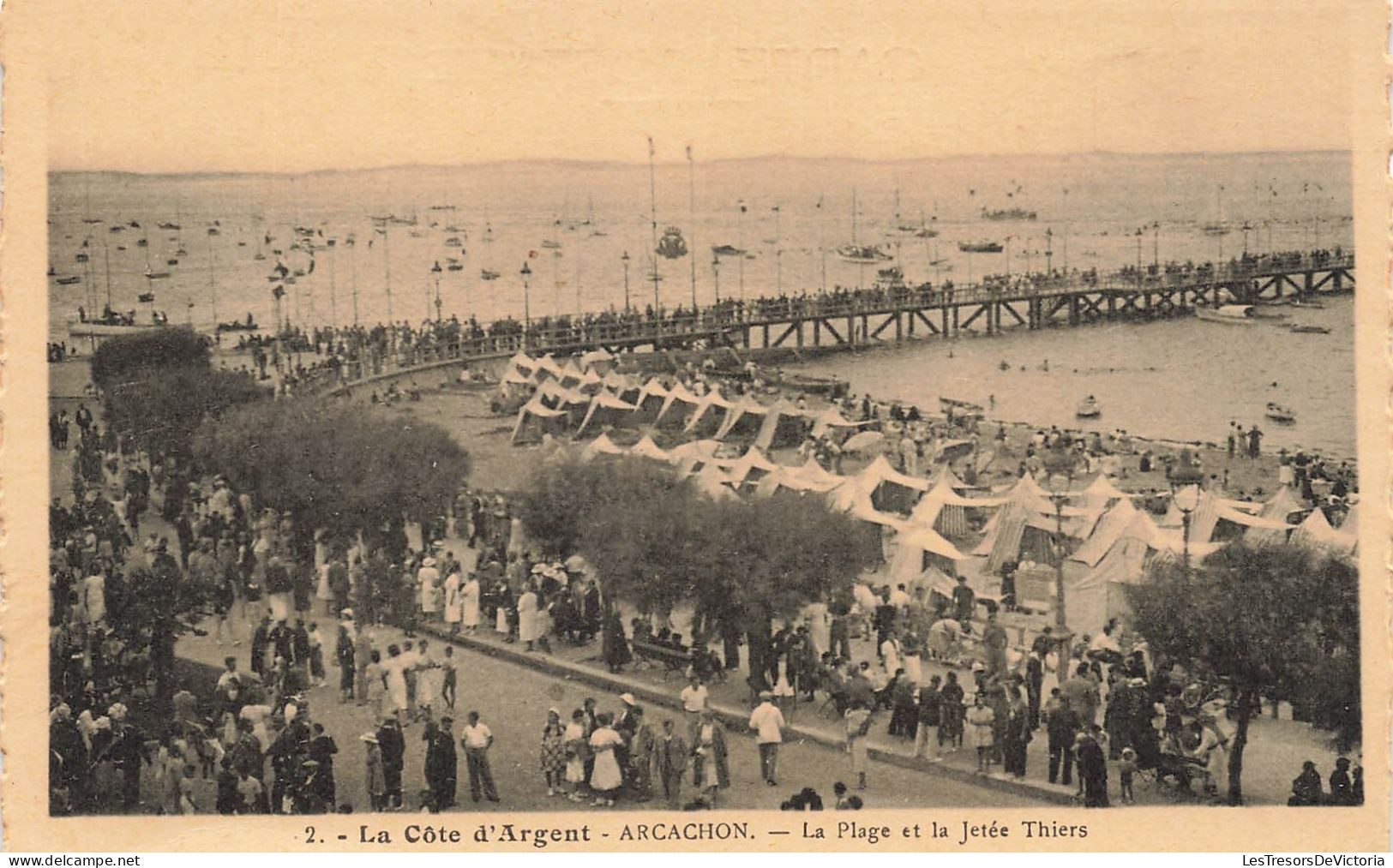 FRANCE - La Côte D'Argent - Arcachon - Vue De La Plage Et La Jetée Thiers - Animé - Carte Postale Ancienne - Arcachon