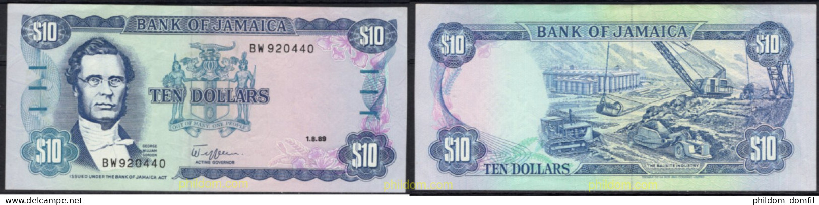 8403 JAMAICA 1989 JAMAICA 10 DOLLARS 1989 - Jamaique