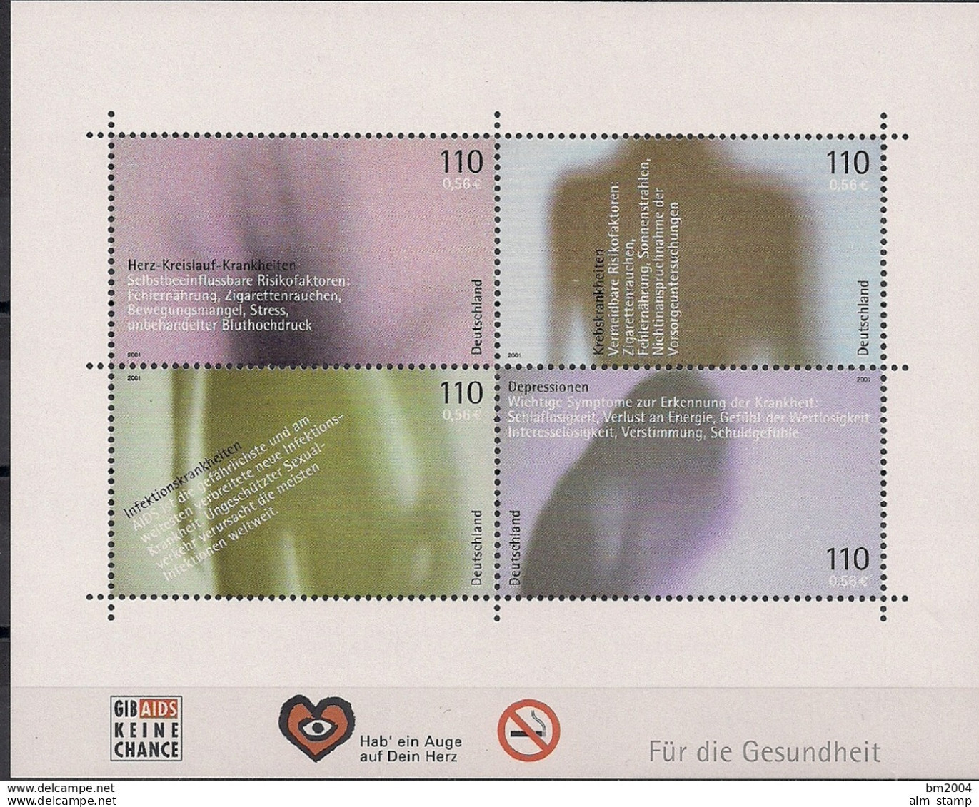2001 Germany Deutschland  Mi.  Bl 54 **MNH Für Die Gesundheit - 2001-2010