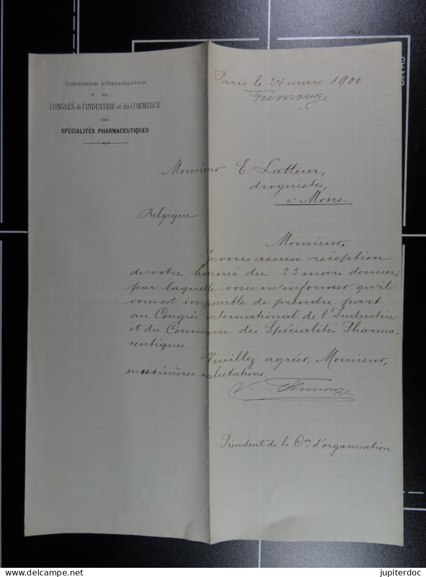 Commission D'Organisation Du Congrès De L'Industrie Et Du Commerce Des Spécialités Pharmaceutiques Paris 1900  /22/ - Chemist's (drugstore) & Perfumery