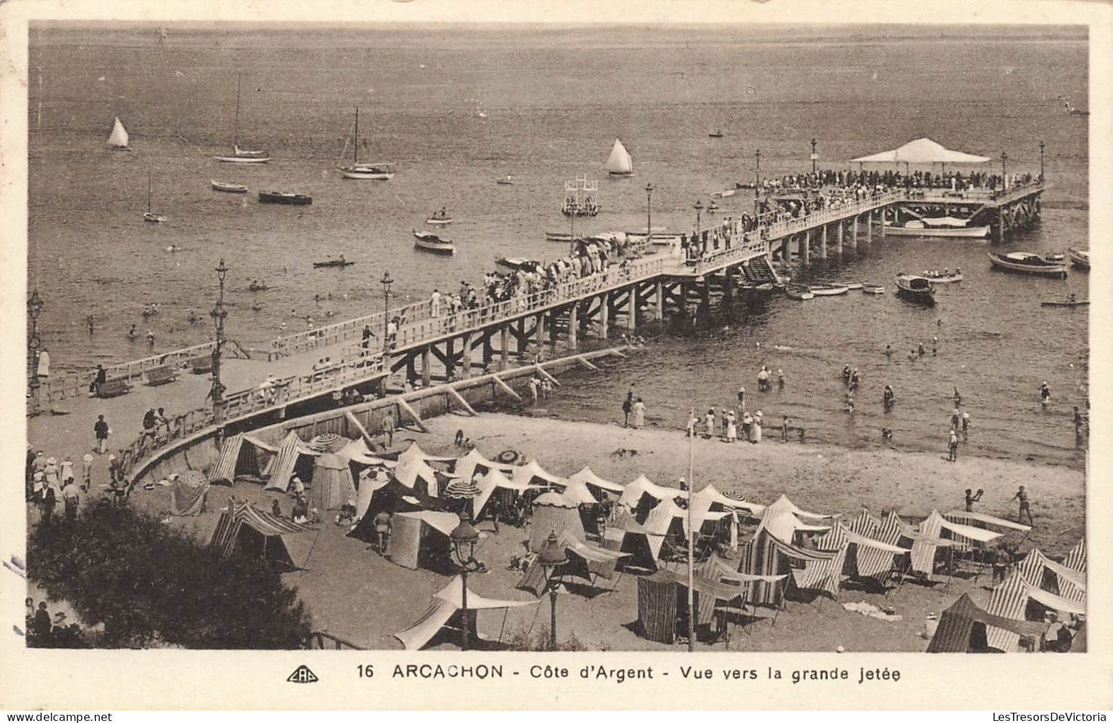 FRANCE - Arcachon - Côte D'argent -  Vue Vers La Grand Jetée - Vue Sur Le Pont - Animé - Carte Postale Ancienne - Arcachon