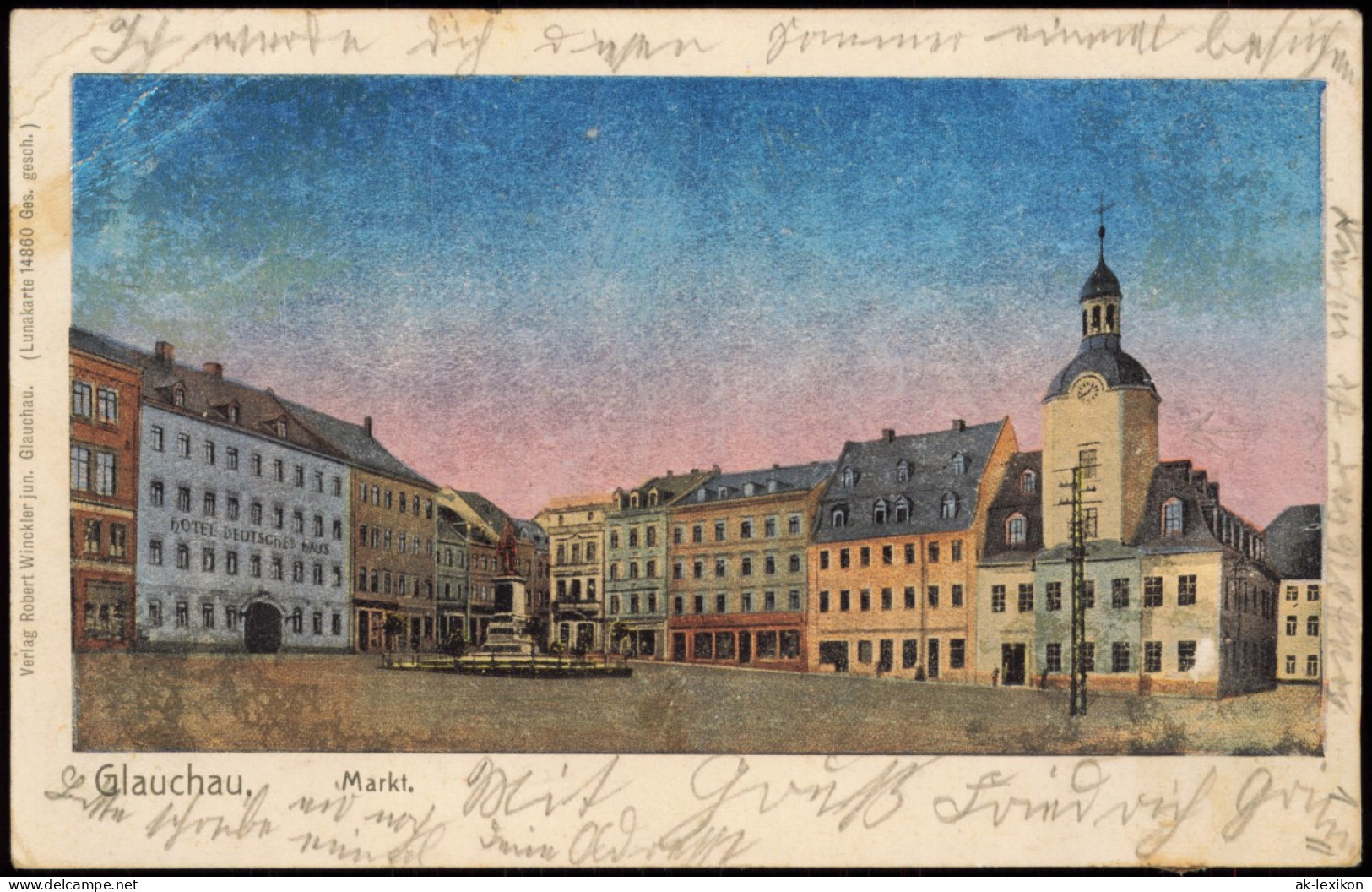 Ansichtskarte Glauchau Markt 1906 Luna - Glauchau