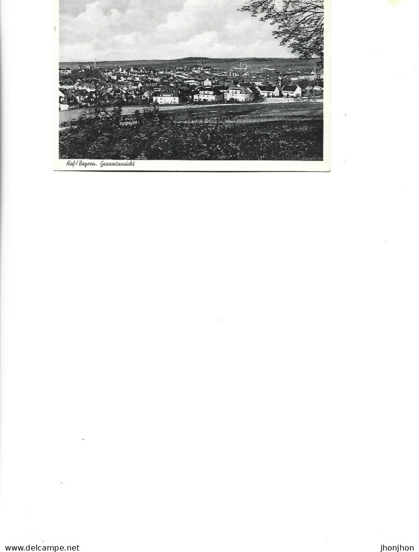 Germany -   Postcard Circulated  1955 -  Hof/Bavaria. Overall View  - 2/scans - Hof