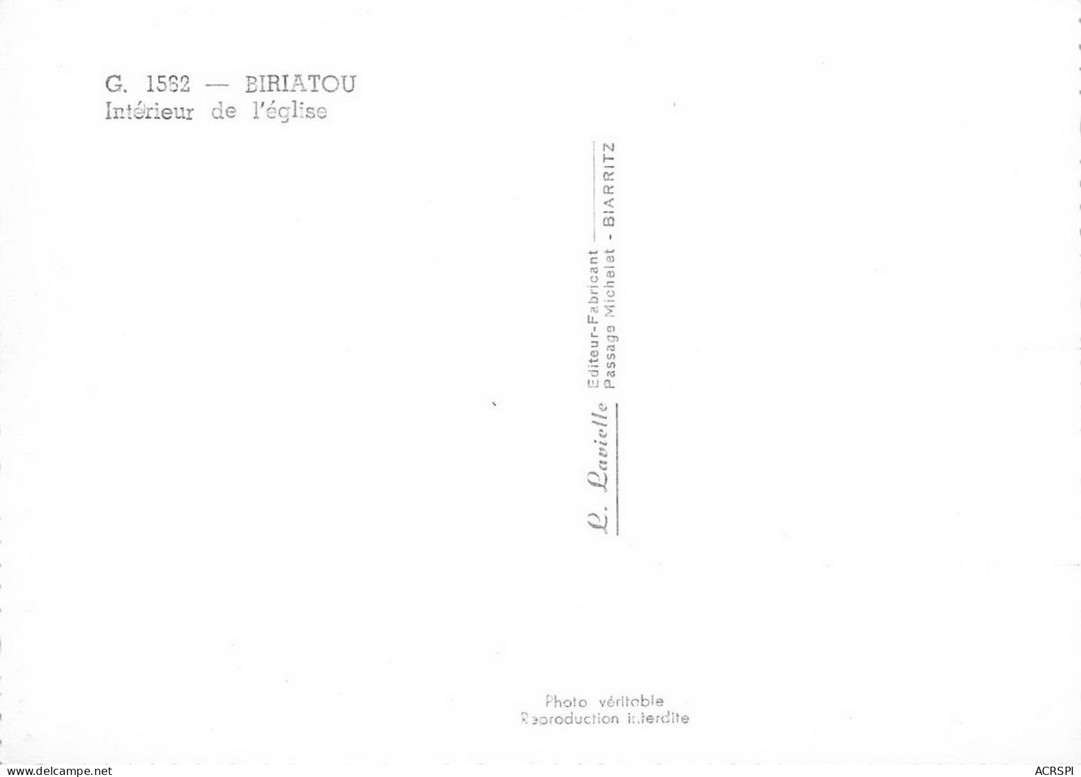 BIRIATOU Intérieur De L'église   30 (scan Recto Verso)KEVREN0676 - Biriatou