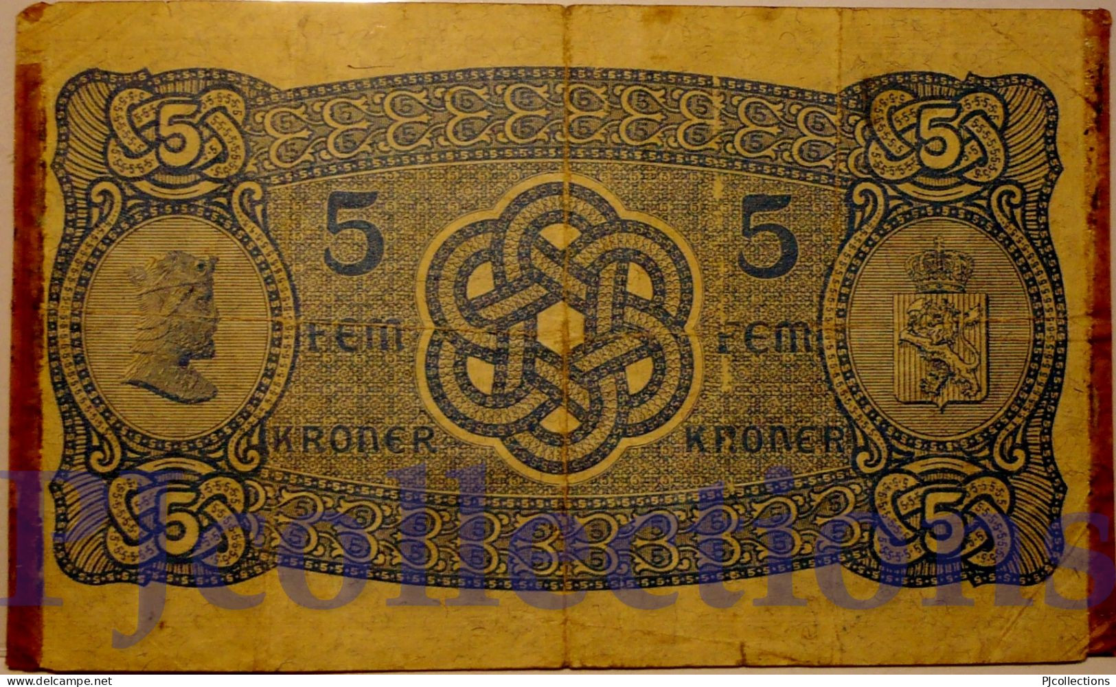 NORWAY 5 KRONER 1943 PICK 7c FINE - Norvège