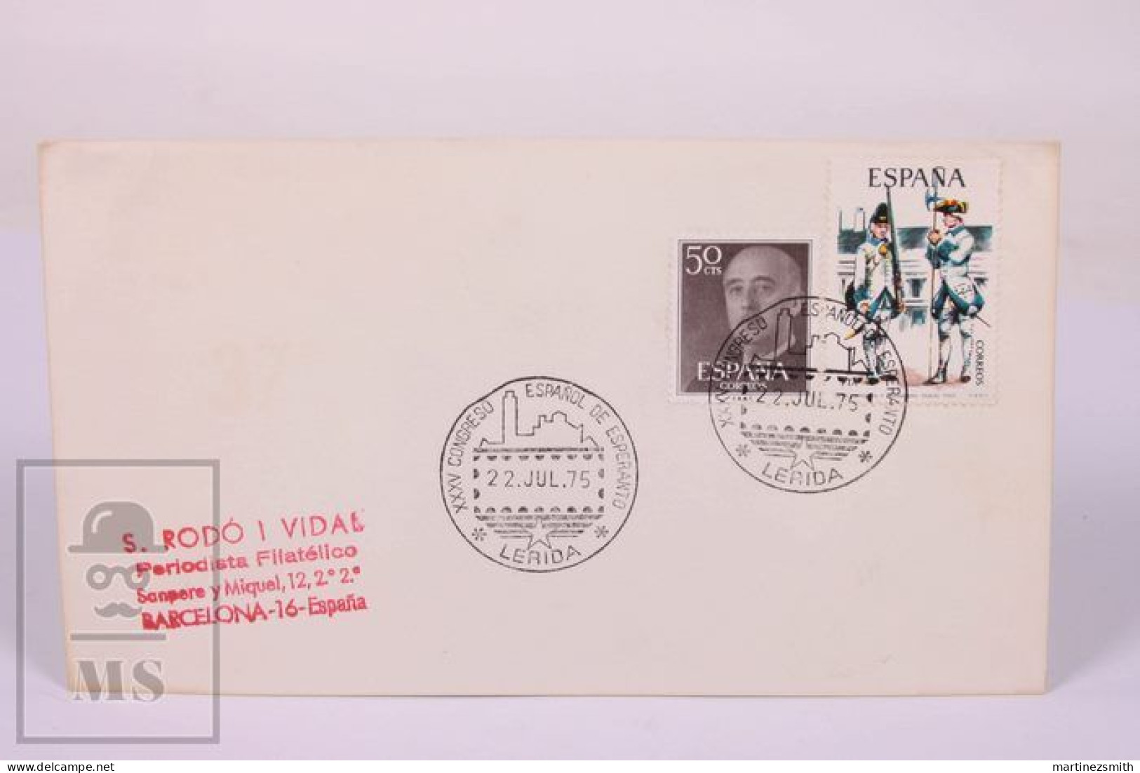 Topical Cancellation July 1975 - 35th Spanish Esperanto Congress Lerida - 16,6 X 9,8 Cm - Esperánto