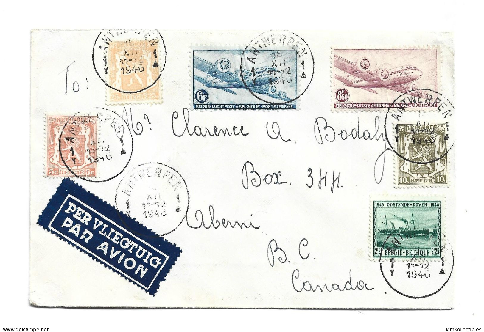 DENMARK DANMARK - 1946 AIRMAIL LUFTPOST COVER TO CANADA - Airmail