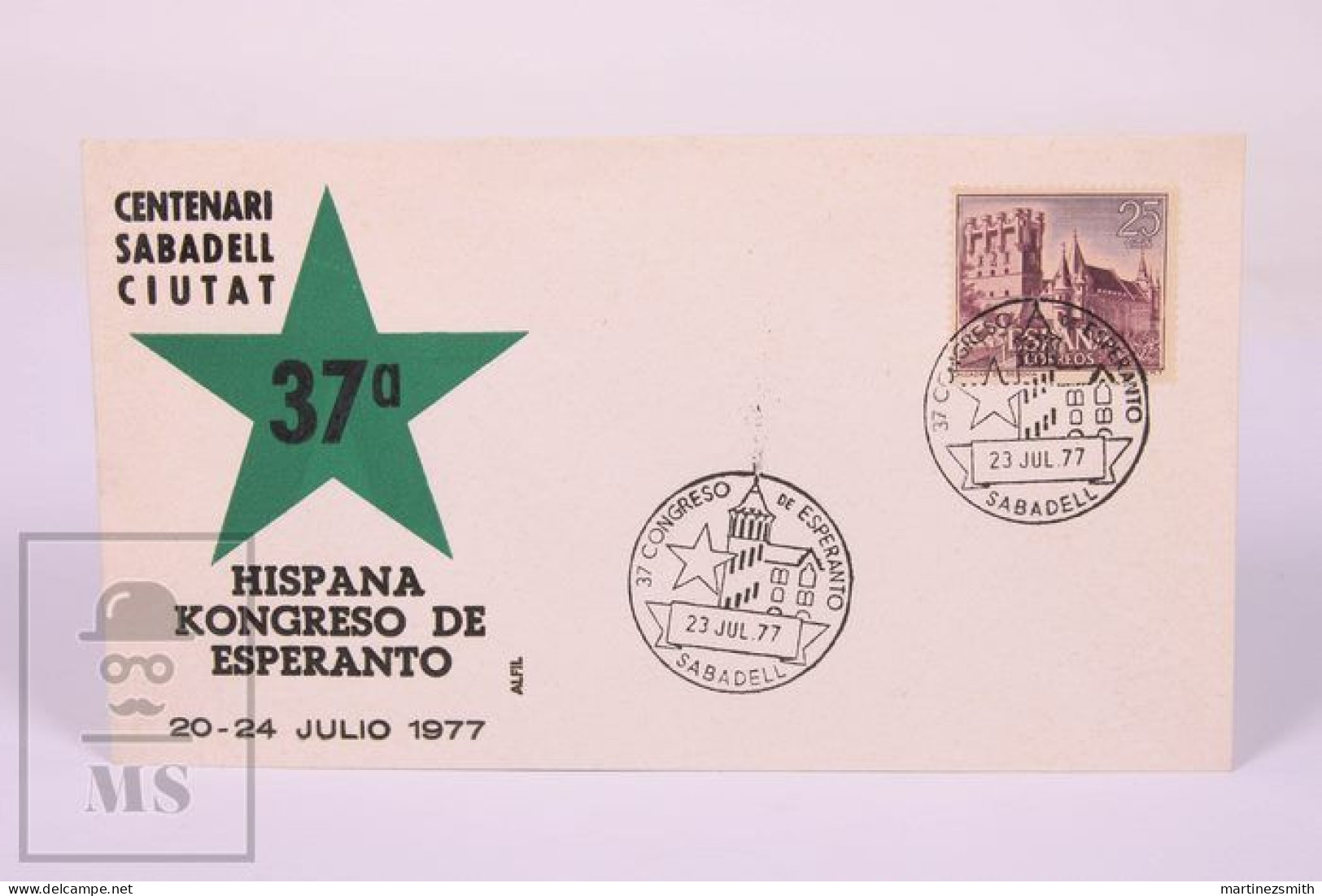 Topical Cancellation & Envelope July 1977 - 37th Esperanto Spain Congress Sabadell - 16,5 X 9,3 Cm - Esperanto