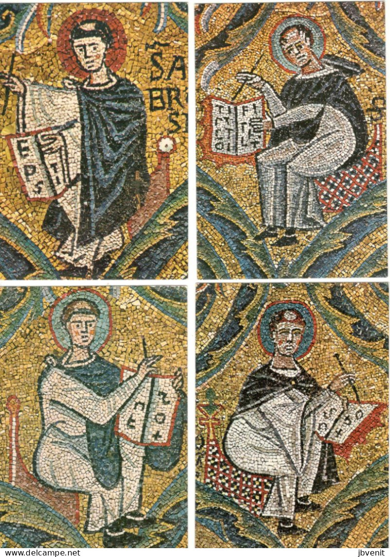 MOSAICI - 4 Cartoline Di ROMA Della  Basilica Di S. Clemente - S. Gregorio/ S. Ambrogio/ S. Girolamo/ S. Agostino - Articles Of Virtu