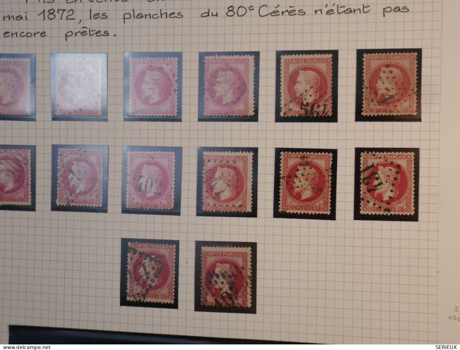 DK1 FRANCE BELLE   ETUDE MARQUES POSTALES  SUR 80C ROSE N°32  +VU BEHR.DISPERSION DE COLLECTION+ - 1863-1870 Napoléon III Con Laureles