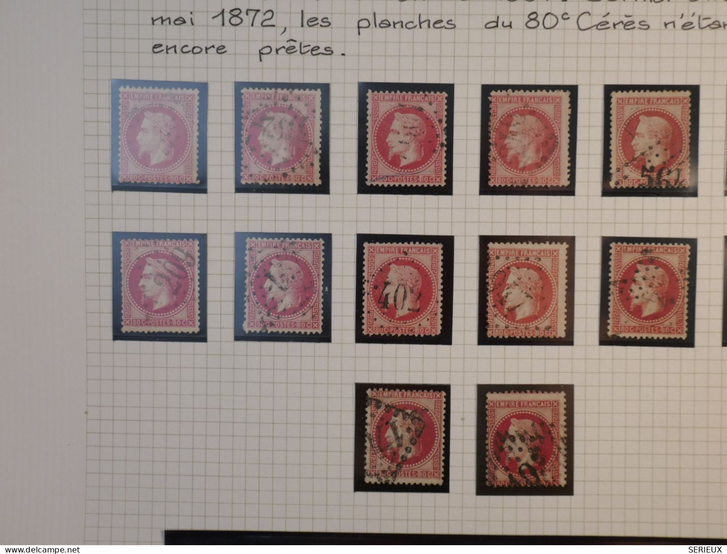 DK1 FRANCE BELLE   ETUDE MARQUES POSTALES  SUR 80C ROSE N°32  +VU BEHR.DISPERSION DE COLLECTION+ - 1863-1870 Napoleon III Gelauwerd