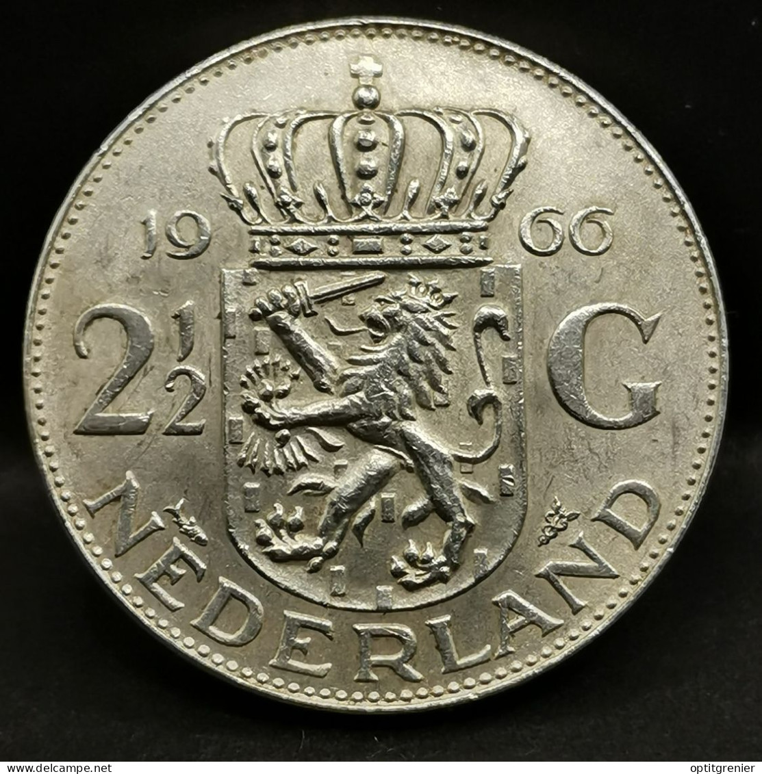 2 1/2 GULDEN JULIANA  ARGENT 1966 PAYS BAS / NEDERLAND SILVER - 1948-1980: Juliana